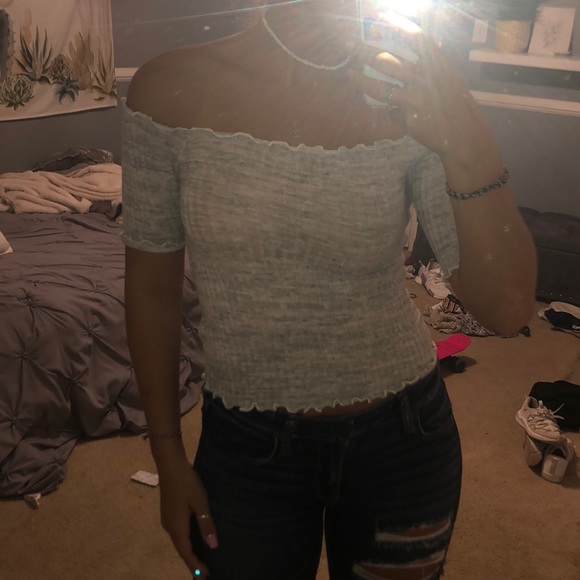 Heather grey off shoulder top - Picture 2 of 3